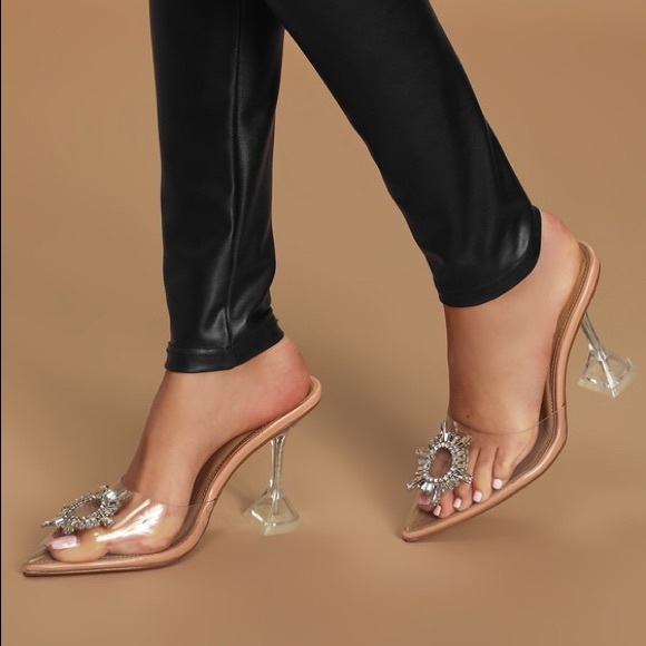 Clear Embellished Princess Mule Heels - Picture 9 of 9